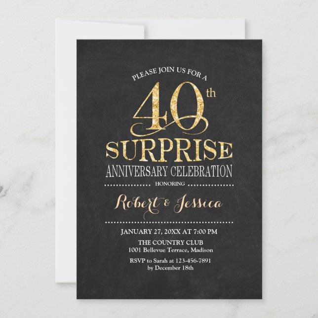 Invitation Célébration surprise des 40 ans de mariage - Table (Devant)