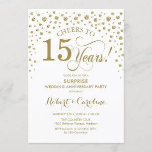 Invitation Célébration surprise du 15e anniversaire - Blanc O