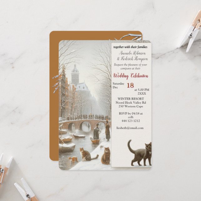 Invitation Célébrations d'hiver dans la neige, avec Kittens (Devant/Arrière en situation)