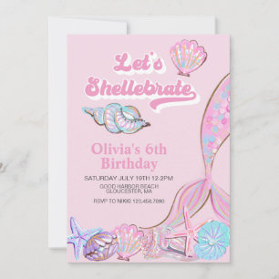 Invitation Célébrer Coquillage et Anniversaire de sirène