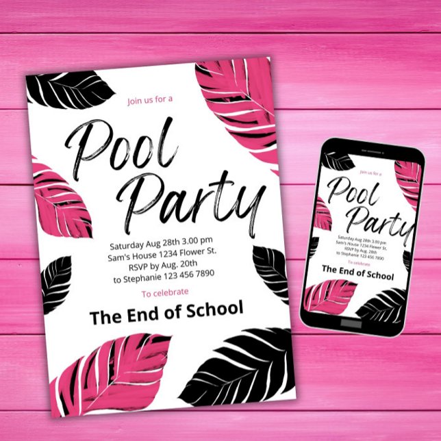 Invitation Célébrer la fin de la fête du pool scolaire (Créateur téléchargé)