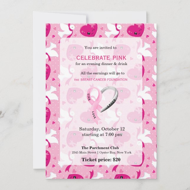 Invitation Célébrer l'événement Rose (Devant)