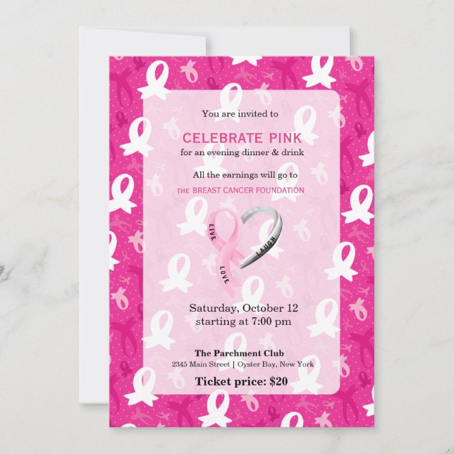 Invitation Célébrer l'événement Rose (Devant)
