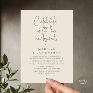Invitation Célébrez avec les jeunes mariés, dîner de mariage