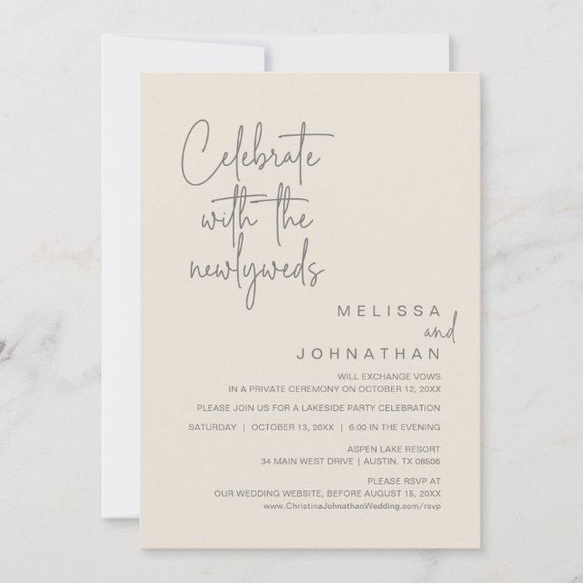 Invitation Célébrez Avec Les Nouveaux Mariés, Mariage Elopeme (Devant)