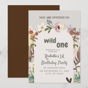 Invitation Célébrez avec nous 1er anniversaire Fleur sauvage