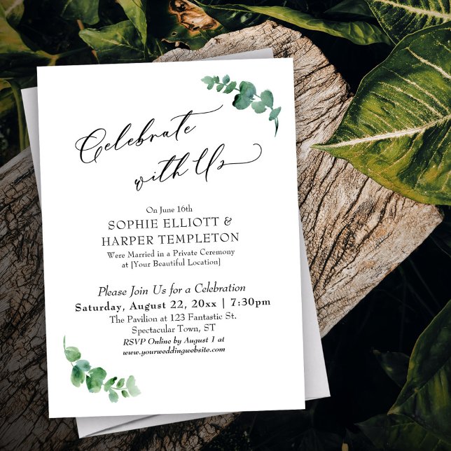 Invitation Célébrez avec nous Accueil simple Eucalyptus seule (Créateur téléchargé)