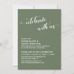 Invitation Célébrez avec nous Coeurs Script Olive Réception