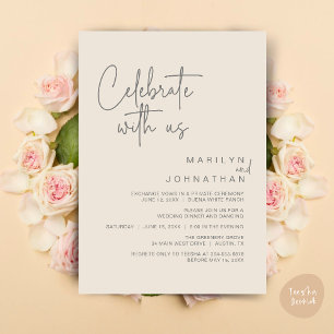 Invitation Célébrez avec nous, Dîner de Mariage Intime