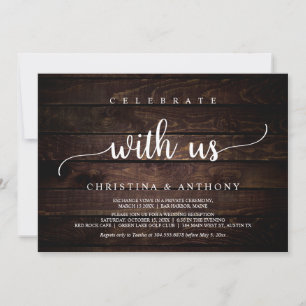 Invitation Célébrez avec nous, Dîner de Mariage Intime Rustiq
