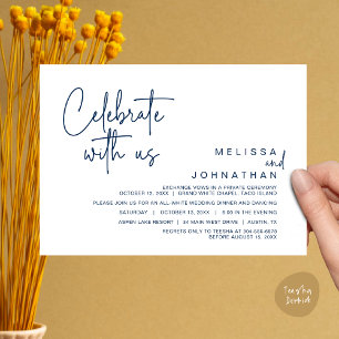 Invitation Célébrez avec nous, Dîner Mariage moderne Elopemen