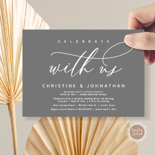 Invitation Célébrez avec nous, Dîner Mariage moderne Elopemen