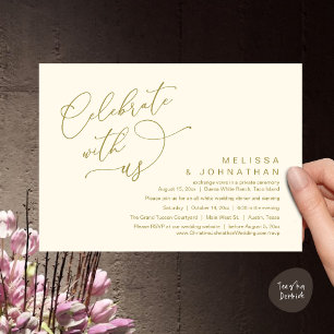 Invitation Célébrez avec nous, Dîner Mariage romantique