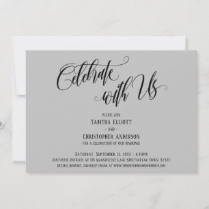 Invitation Célébrez avec Nous Écriture Élaborée Gris Clair
