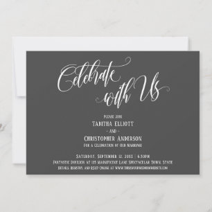 Invitation Célébrez avec Nous Écriture Élaborée Gris Foncé