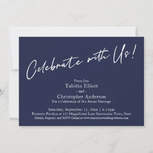 Invitation Célébrez avec nous écriture manuscrite Simple Navy