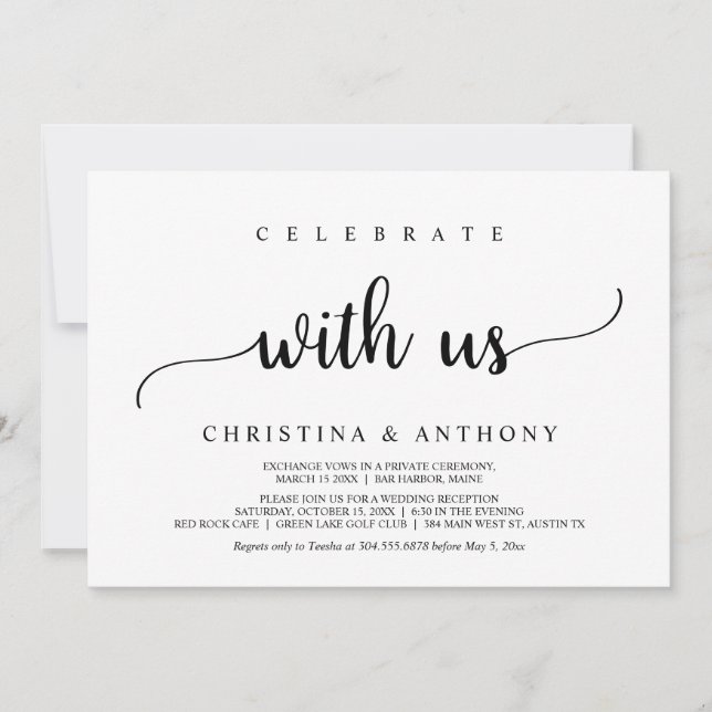 Invitation Célébrez avec nous, évasion de mariage rustique (Devant)