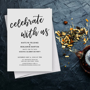 Invitation "Célébrez avec nous" Fête de mariage gris moderne