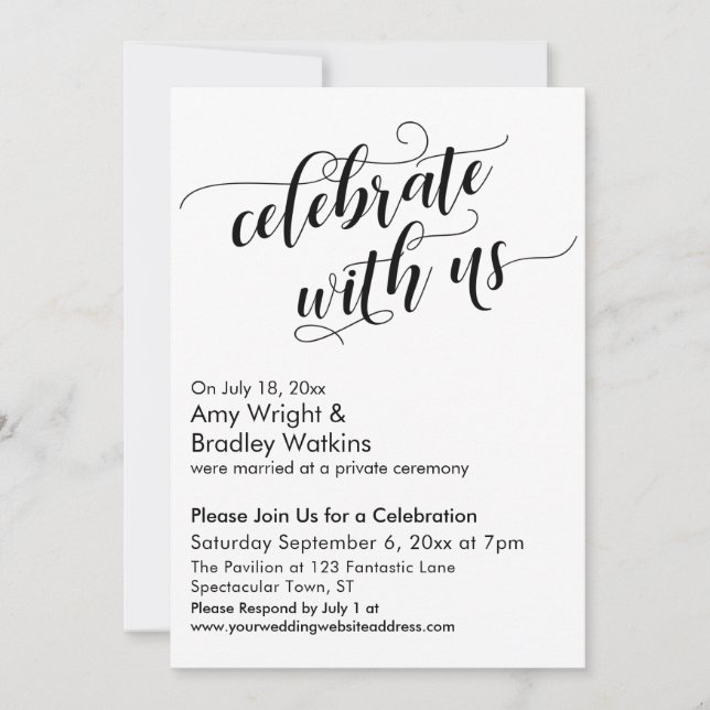 Invitation Célébrez avec nous la calligraphie de la soirée d' (Devant)