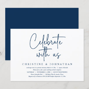 Invitation Célébrez avec nous, mariage fugué, Navy