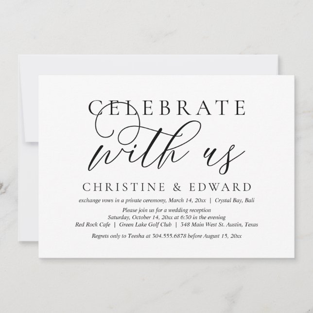 Invitation Célébrez avec nous, Mariage Fuite de Cérémonie de  (Devant)