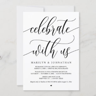 Invitation Célébrez avec nous, Mariage Intime Noir, Fête de M
