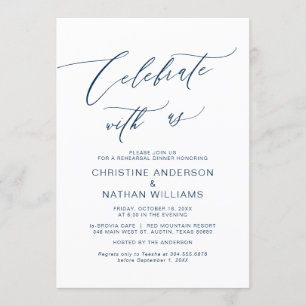 Invitation Célébrez avec nous, Navy Blue, Dîner de répétition