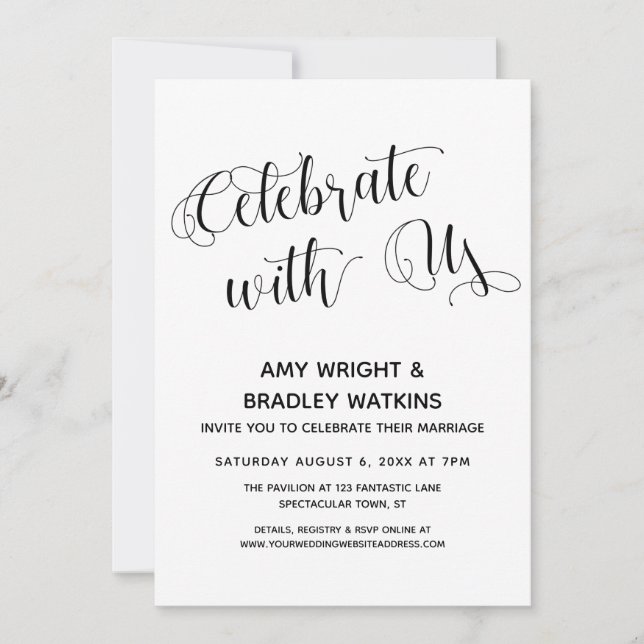 Invitation "Célébrez avec nous" Réception après mariage uniqu (Devant)