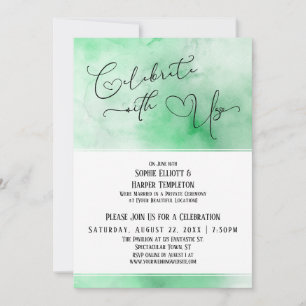 Invitation Célébrez avec nous Réception aquarelle verte et bl