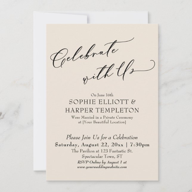 Invitation Célébrez avec nous Réception Crème Jolie sur invit (Devant)