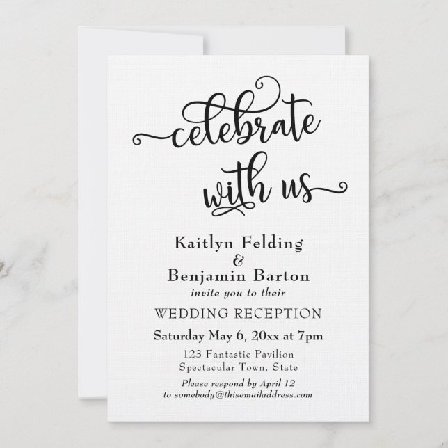 Invitation "Célébrez avec Nous" Réception de Mariage Typograp (Devant)