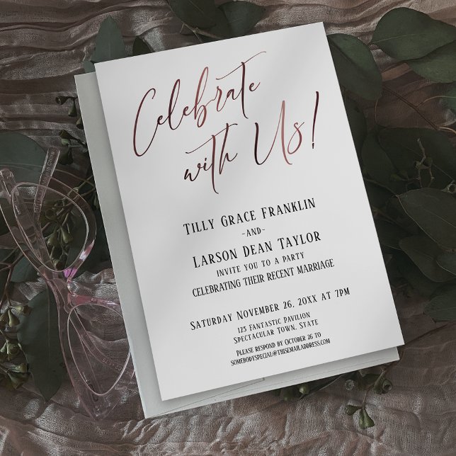 Invitation Célébrez avec nous ! Rose Gold Mariage Party (Créateur téléchargé)