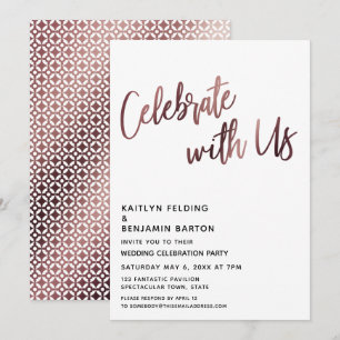 Invitation Célébrez Avec Nous Rose Gold Wedding Réception