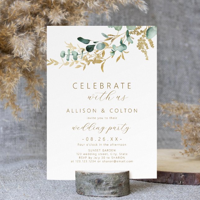 Invitation Célébrez avec nous ! rustique eucalyptus verdure b (Celebrate With Us! rustic eucalyptus greenery boho Invitation)