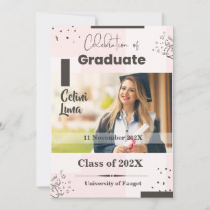 Invitation Célébrez la graduation avec le beige moderne et Br