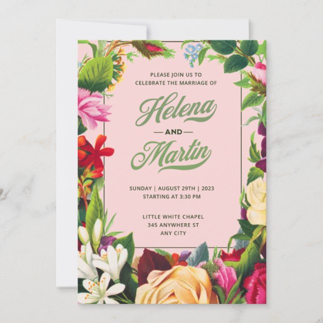 Invitation Célébrez le mariage au style Mariage floral (Devant)