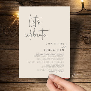 Invitation Célébrons, Dîner de fête de mariage en amoureux