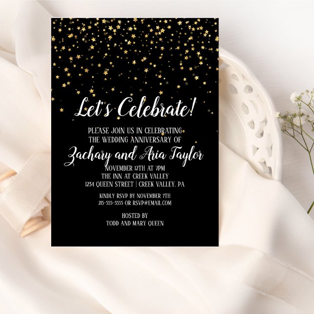 Invitation Célébrons la Confetti d'or à l'occasion de l'anniv (Créateur téléchargé)