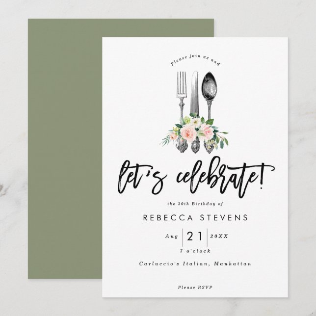 Invitation célébrons la fête d'anniversaire florale de (Devant / Derrière)