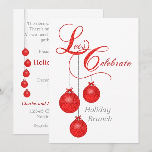 Invitation Célébrons le brunch de vacances (Devant / Derrière)