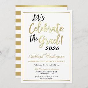 Invitation Célébrons le Grand !   Diplôme Gold White