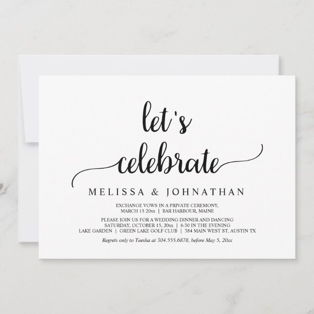 Invitation Célébrons, Mariage Intime Rustique Fête de Fiançai (Devant)