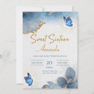 Invitation Celeste Blue Sweet 16 Invitation, 16e anniversaire