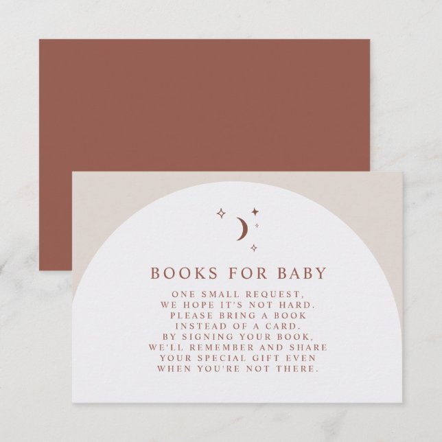 Invitation CELESTE Boho Terracotta Livres pour Baby Insert Ca (Devant / Derrière)