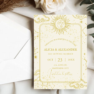 Invitation Céleste Écrit dans les Étoiles Sauvegarder la Date