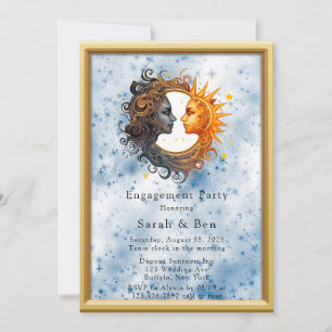Invitation Céleste Jaune Bleu Soleil Lune
