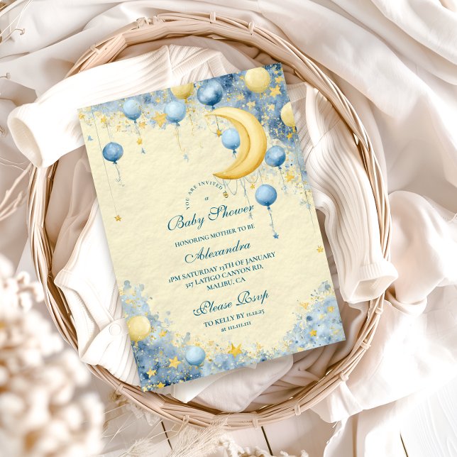 Invitation Céleste Lune et Baby shower des étoiles (Créateur téléchargé)
