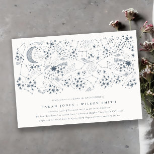 Invitation Céleste Marine Starry Night Moon Fiançailles croqu