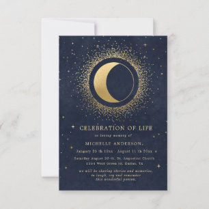 Invitation céleste minuit bleu étoiles célébration de la vie