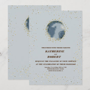 Invitation céleste minuit bleu étoiles lune Mariage Invita
